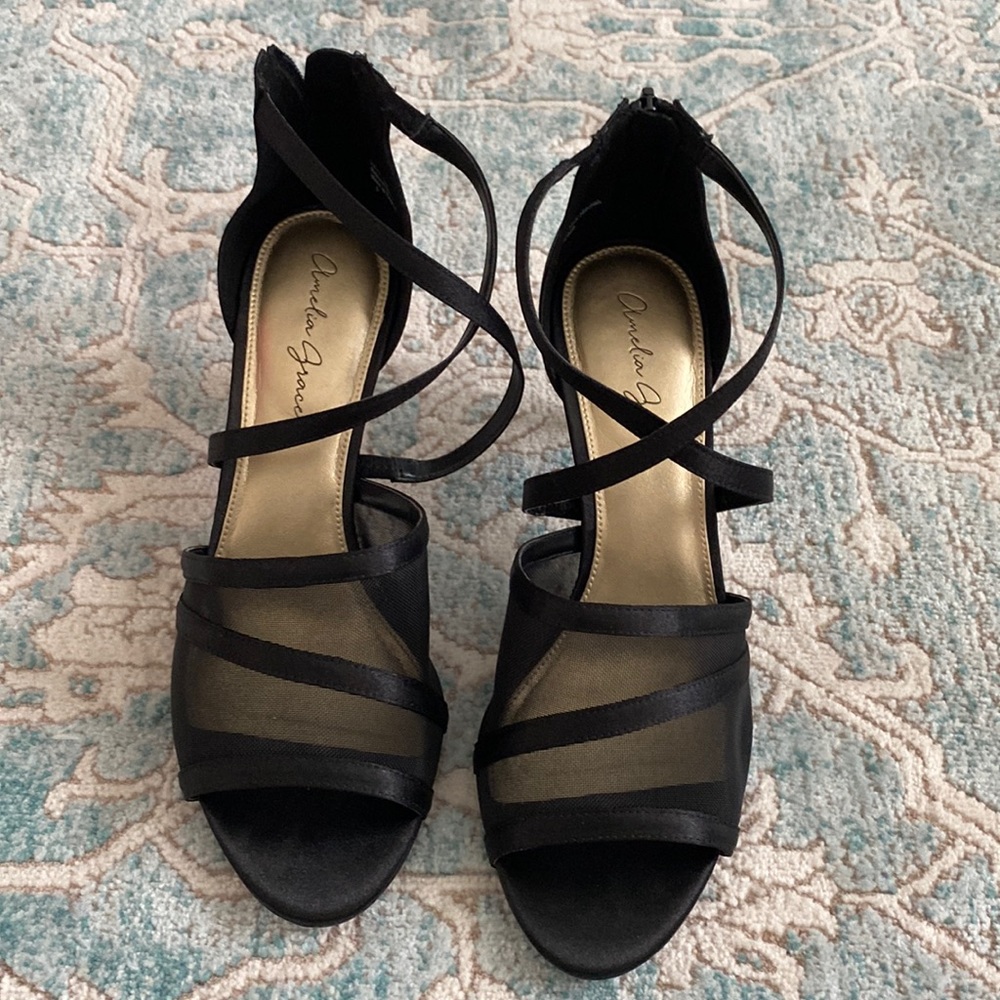 AMELIA GRACE| Mesh black heel sandal